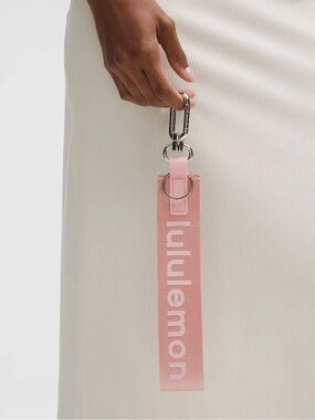lululemon athletica Pink Logo Key Strap with Silver Hardware